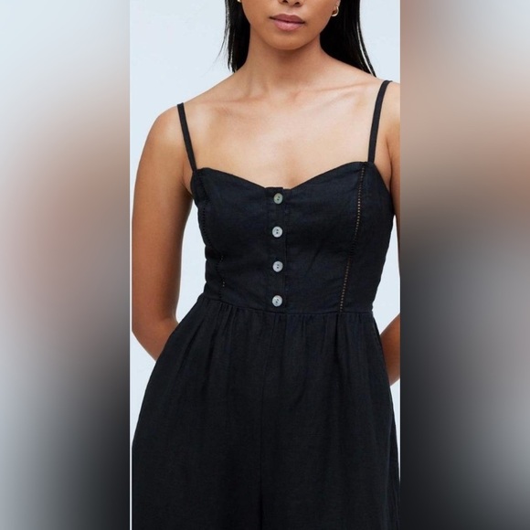 Madewell Black Sleeveless Wide-Leg Jumpsuit in 100% Linen, size 12 - Picture 16 of 16